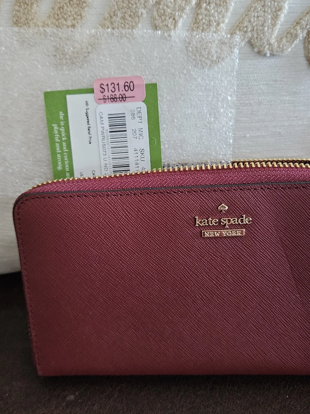 Kate Spade Burgundy Tote Bag with Matching Wallet